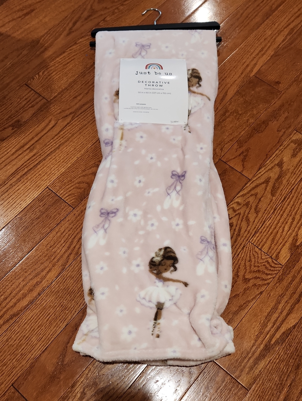 just be Girls Pink Ballerina Plush Sleep Sack Throw, 50in. X 60in.